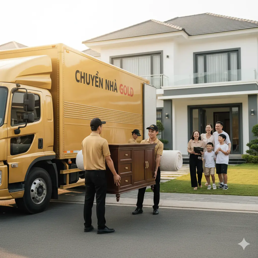 Nhân viên Chuyển Nhà Gold vận chuyển đồ đạc chuyên nghiệp trong ngày lễ nhập trạch