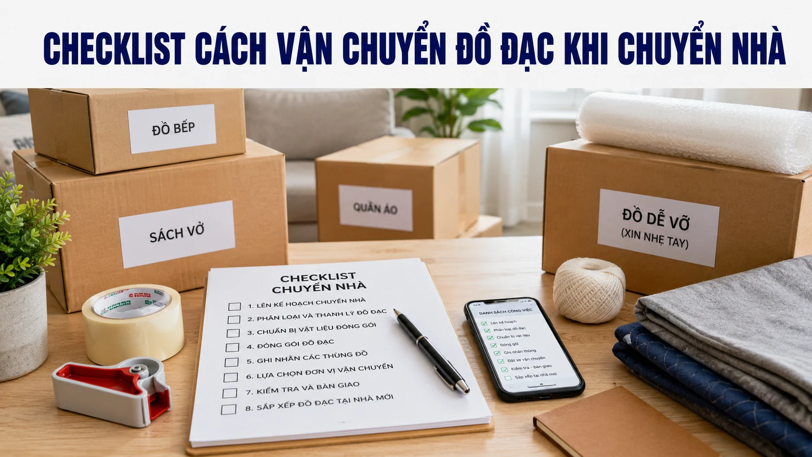 Checklist cách vận chuyển đồ đạc khi chuyển nhà giúp khách hàng chuẩn bị đầy đủ trước ngày dọn đồ.