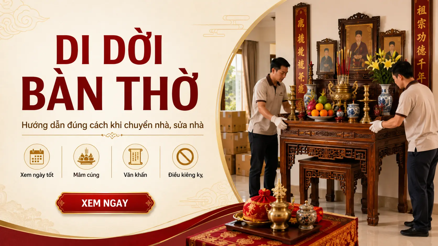 di dời bàn thờ đúng