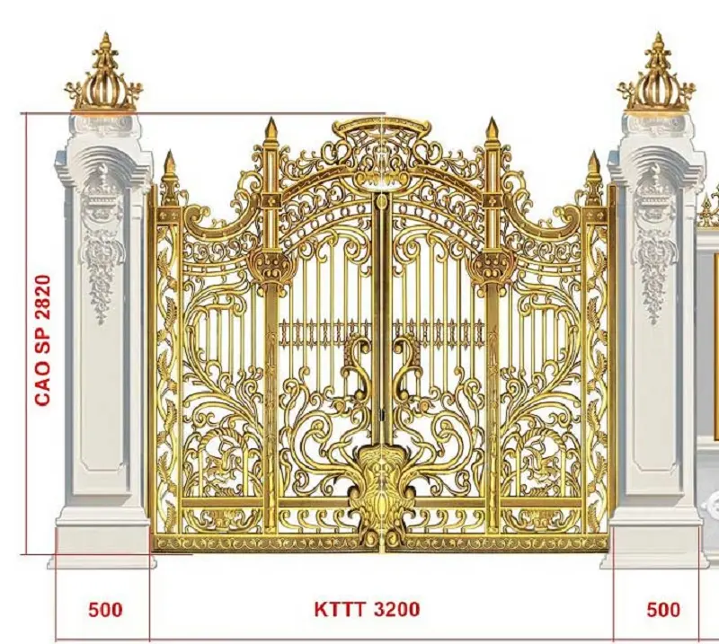 Kích thước cổng nhà 4 cánh cân bằng